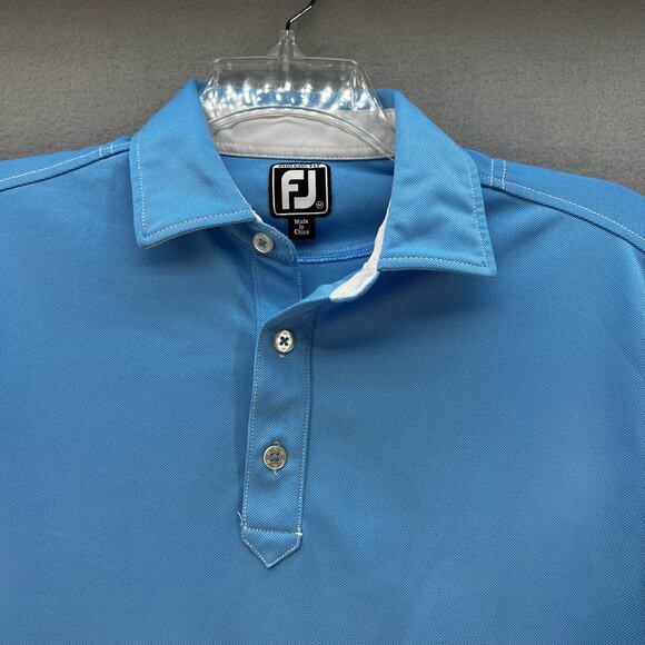 FootJoy Golf Polo Shirt Men's Size M Sky Blue Athletic Fit Menasha Athlesiure - Picture 3 of 12